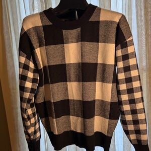 Rachel Zoe Black and whire Check Crewneck Sweater